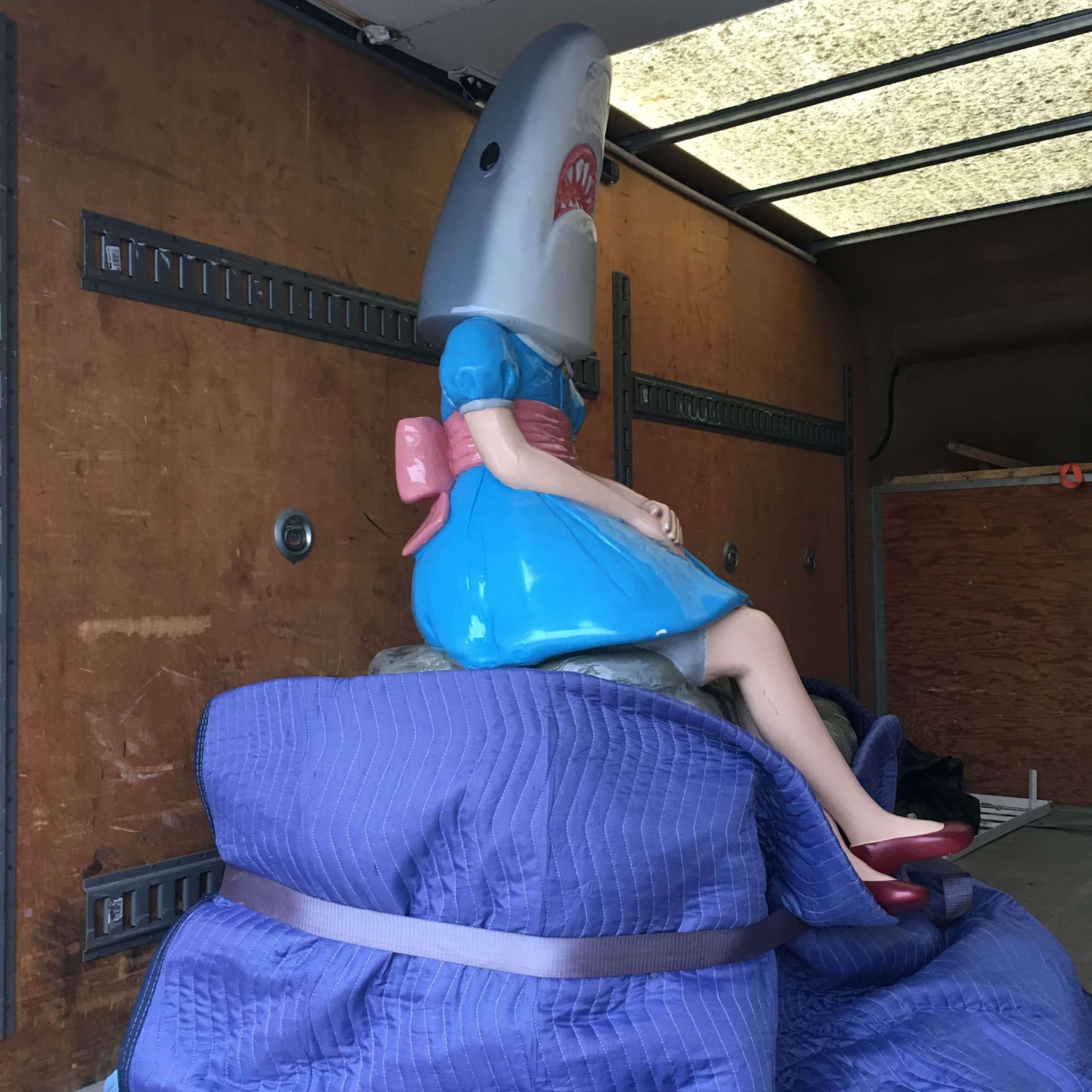 Shark Girl is missing from Canalside. No worries, she’s just getting a spring clean-up!
