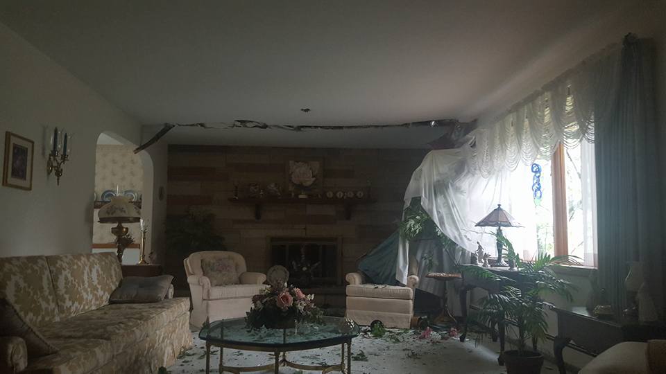 Pictures show serious damage to Hamburg home after reported Tornado hit the area.