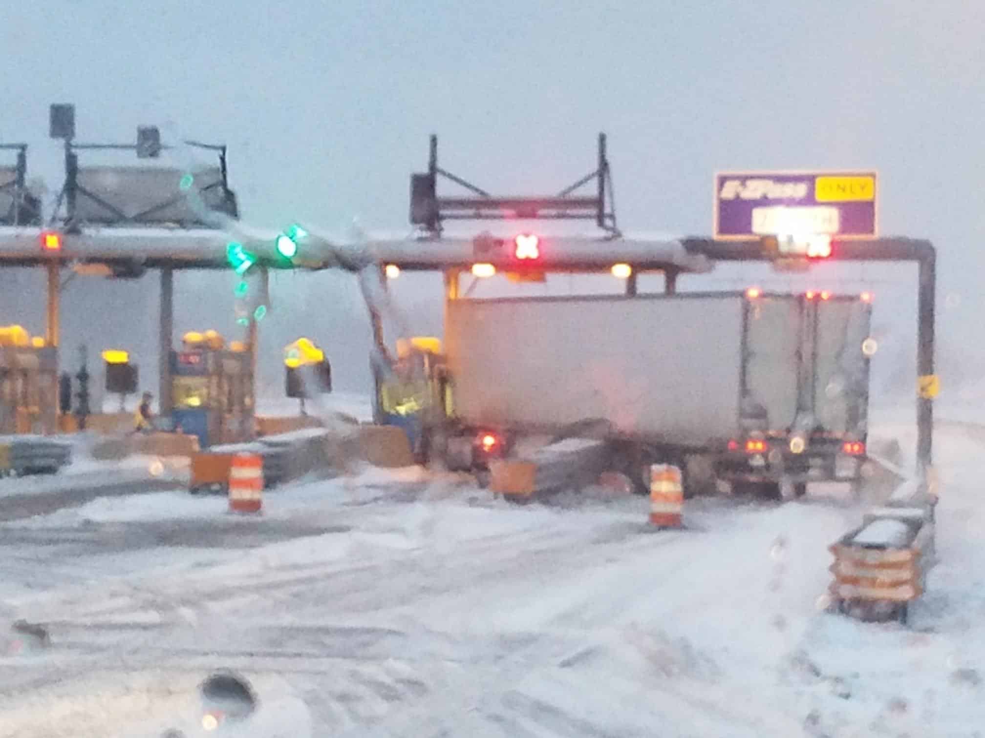 Accident has Thruway Authority asking folks to slow down near toll barriers.